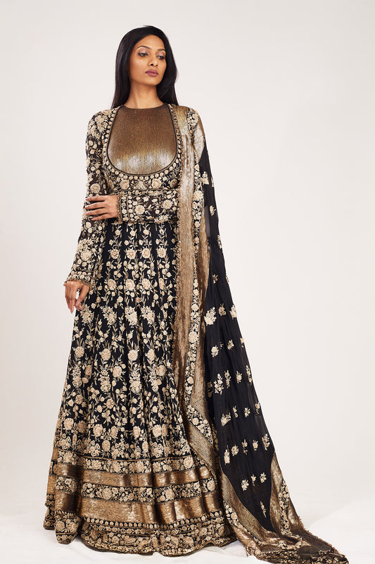 Anarkali Kurta Set in Old World Thread Embroidery
