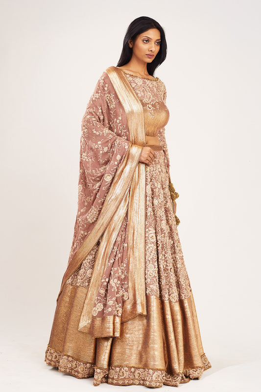 Lehenga Set in  Old World Ivory Thread Embroidery