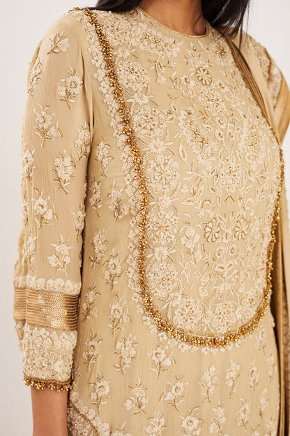 Kurta Set in Old World Ivory Thread  Embroidery