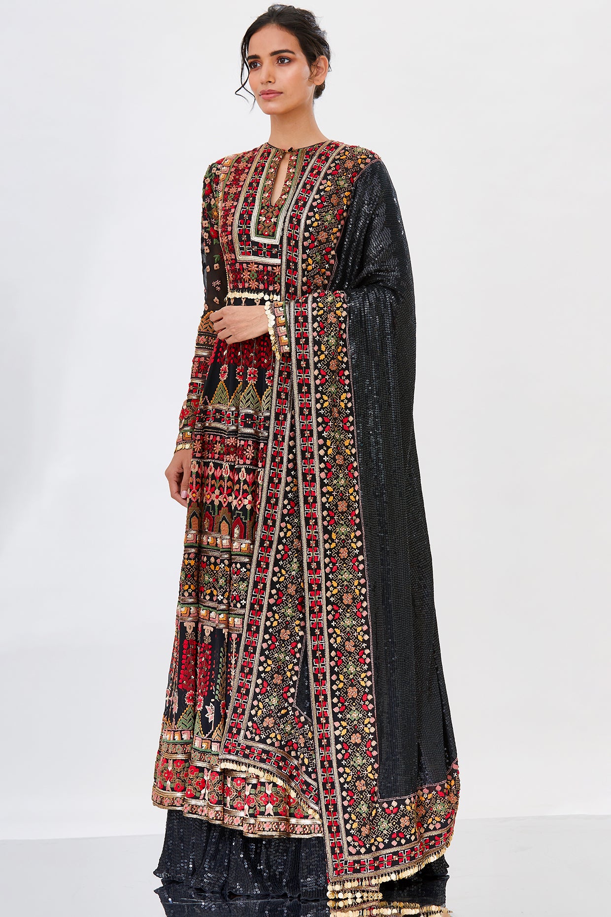 Anarkali Kurta Set in Tribal Thread Embroidery