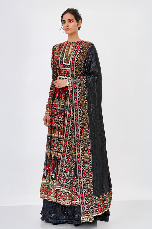 Anarkali Kurta Set in Tribal Thread Embroidery
