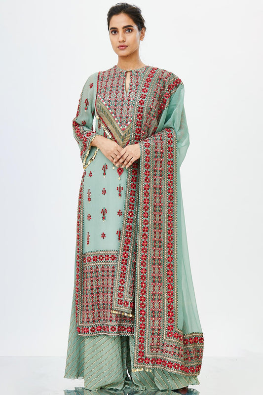 Kurta Set in Tribal Thread Embroidery