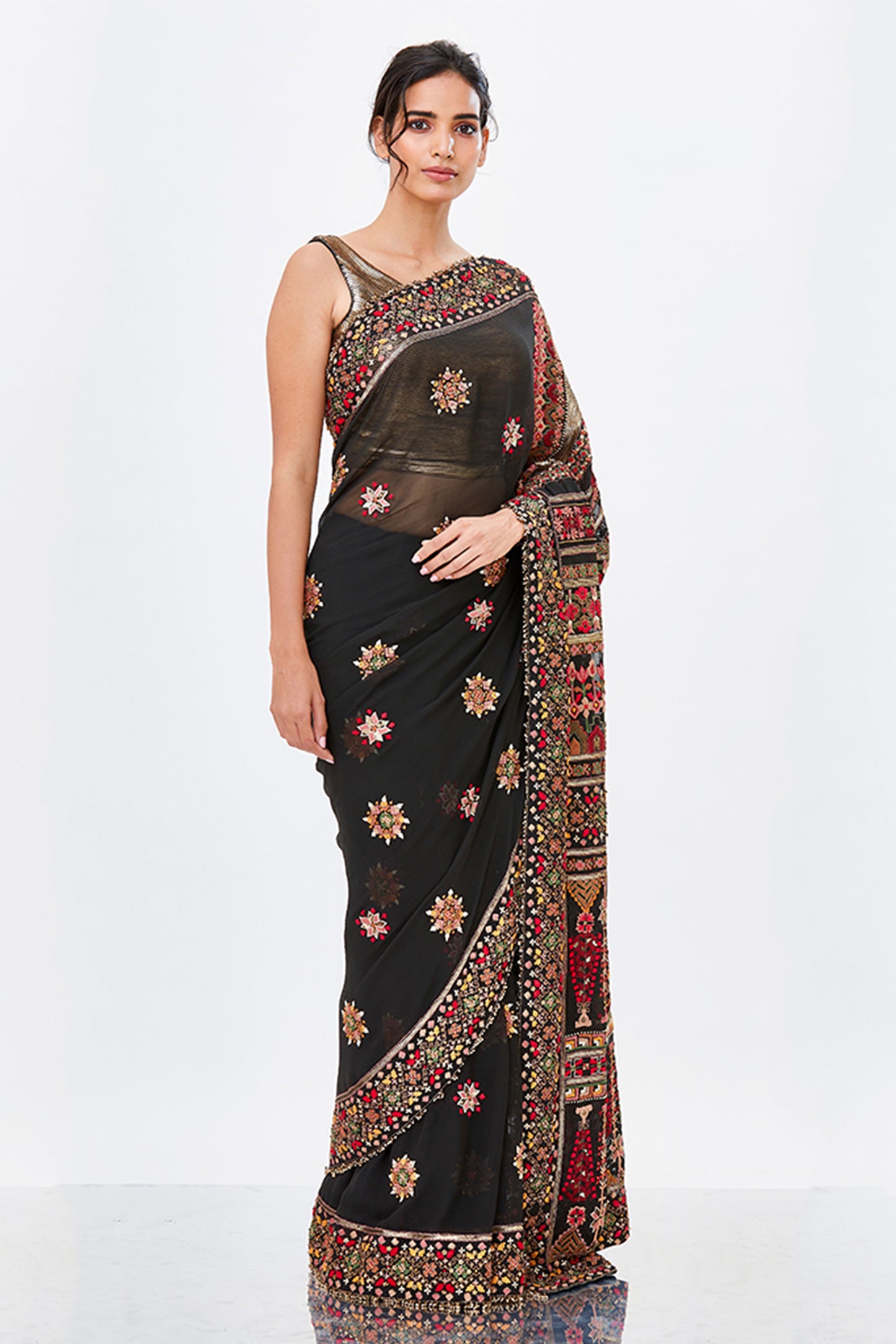 Sari Set with Tribal Thread embroidery.