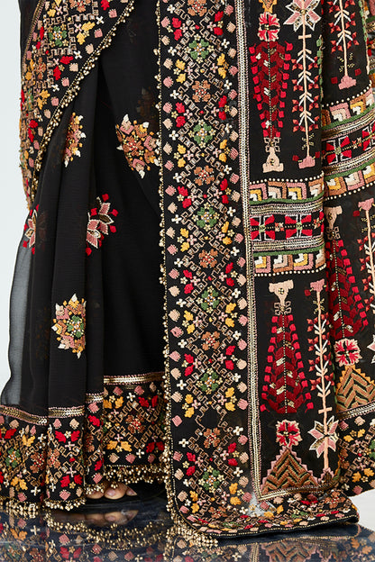 Sari Set with Tribal Thread embroidery.