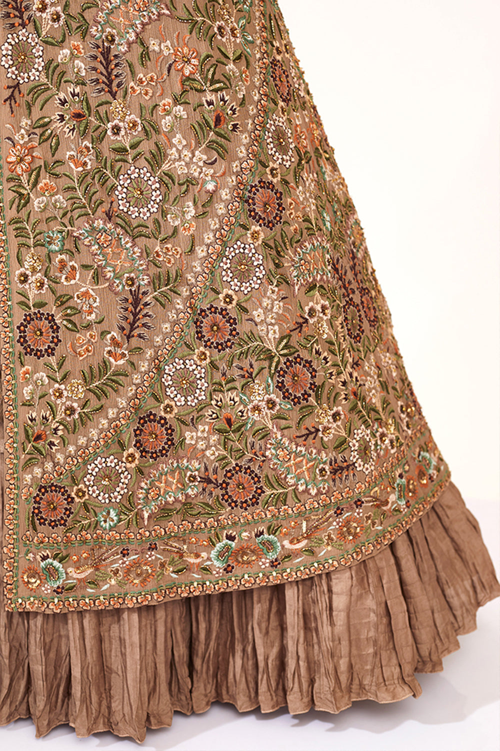 Jacket Set in Intricate Floral Thread Embroidery