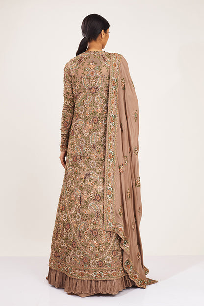 Jacket Set in Intricate Floral Thread Embroidery