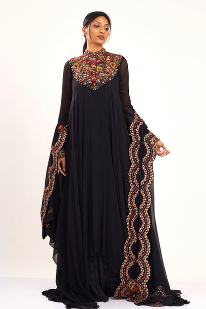 Asymmetric Kurta Set with Multi Thread Embroidery