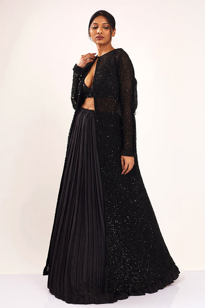 Jacket Set in Line Sequins Embroidery