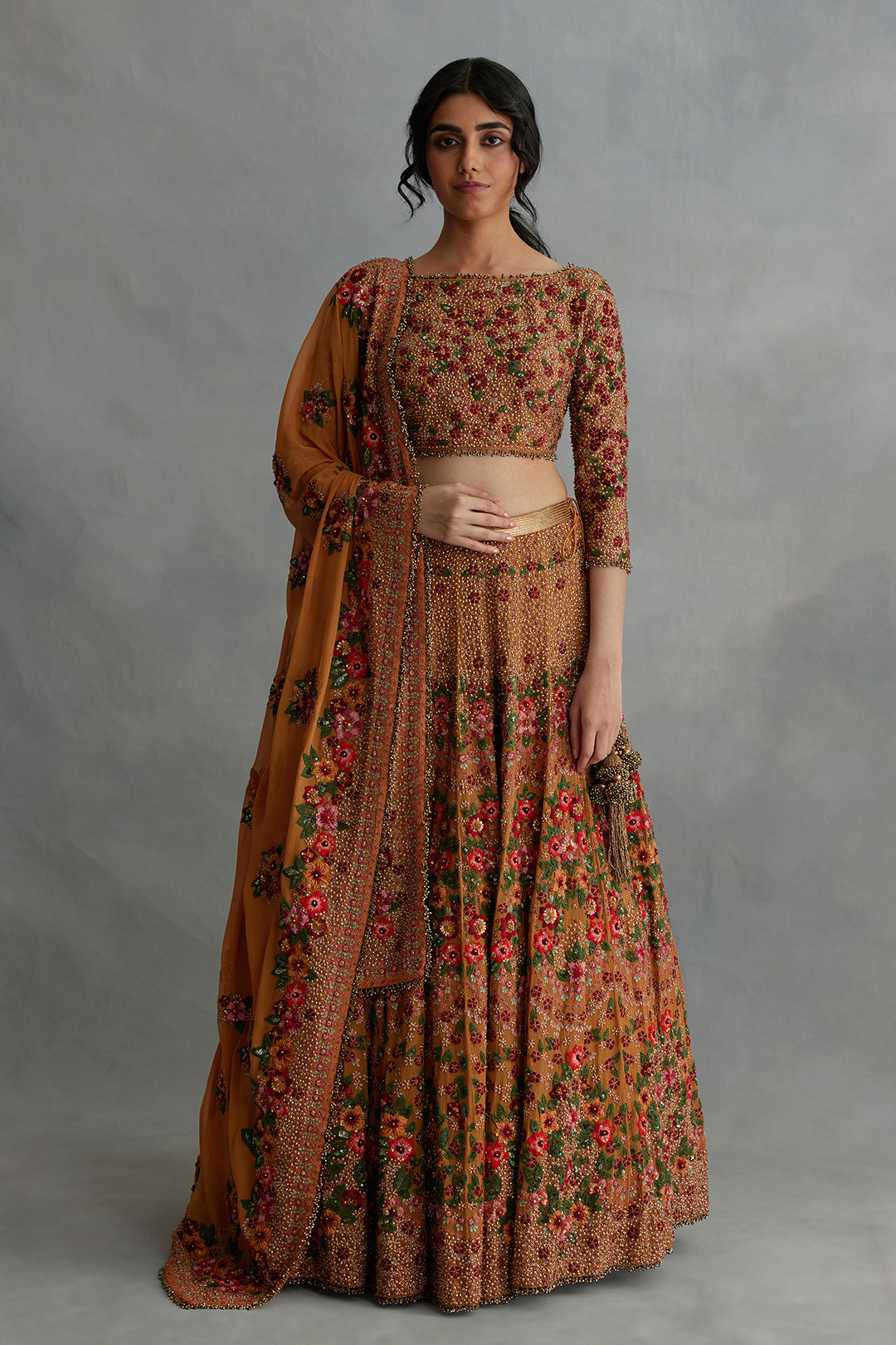 Lehenga Set with Multi Floral Thread Embroidery