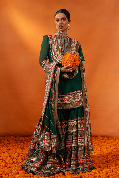 Gharara Set in Tribal Thread and Sequin Embroidery