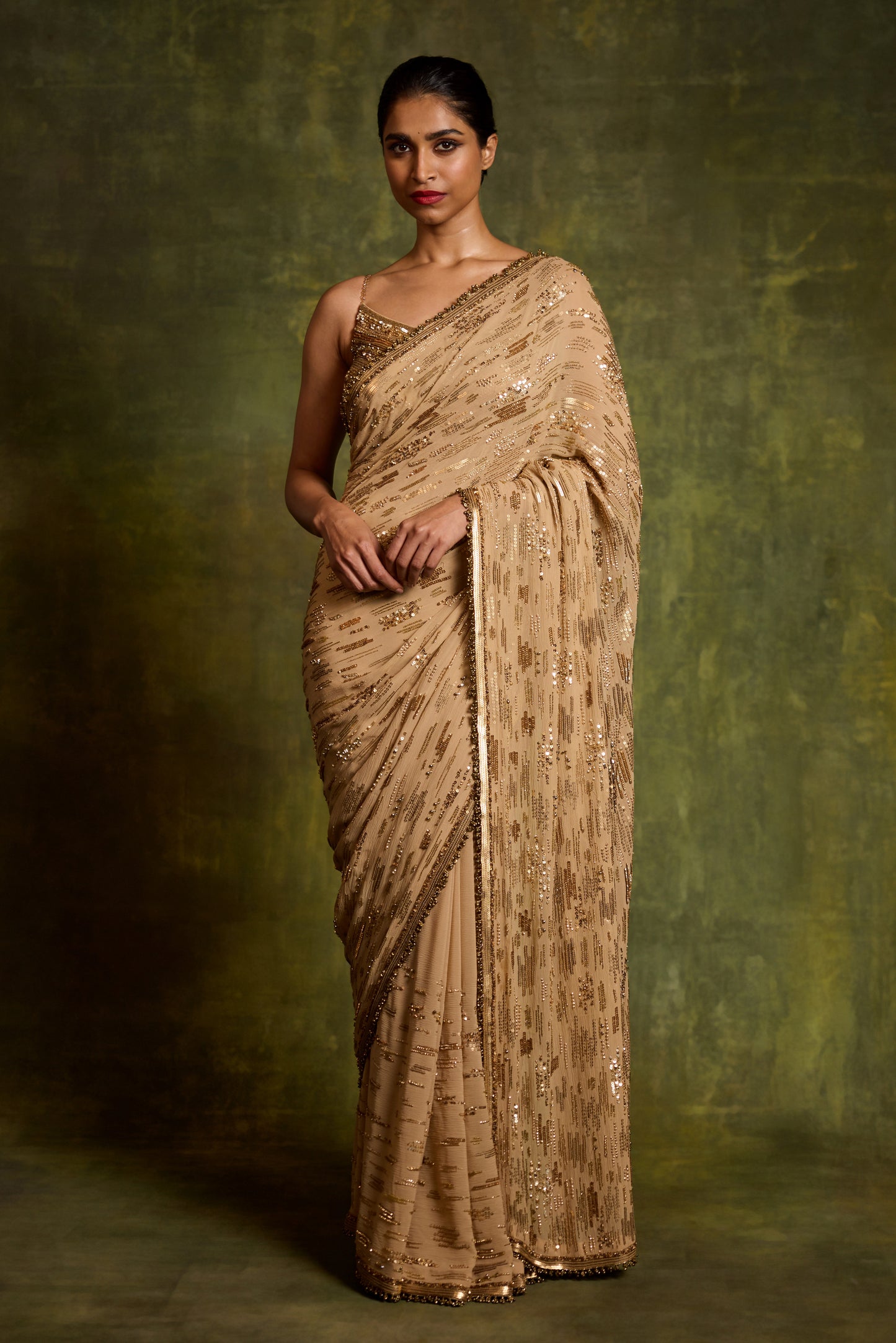 Sari Set in Abstract Design Sequin Embroidery