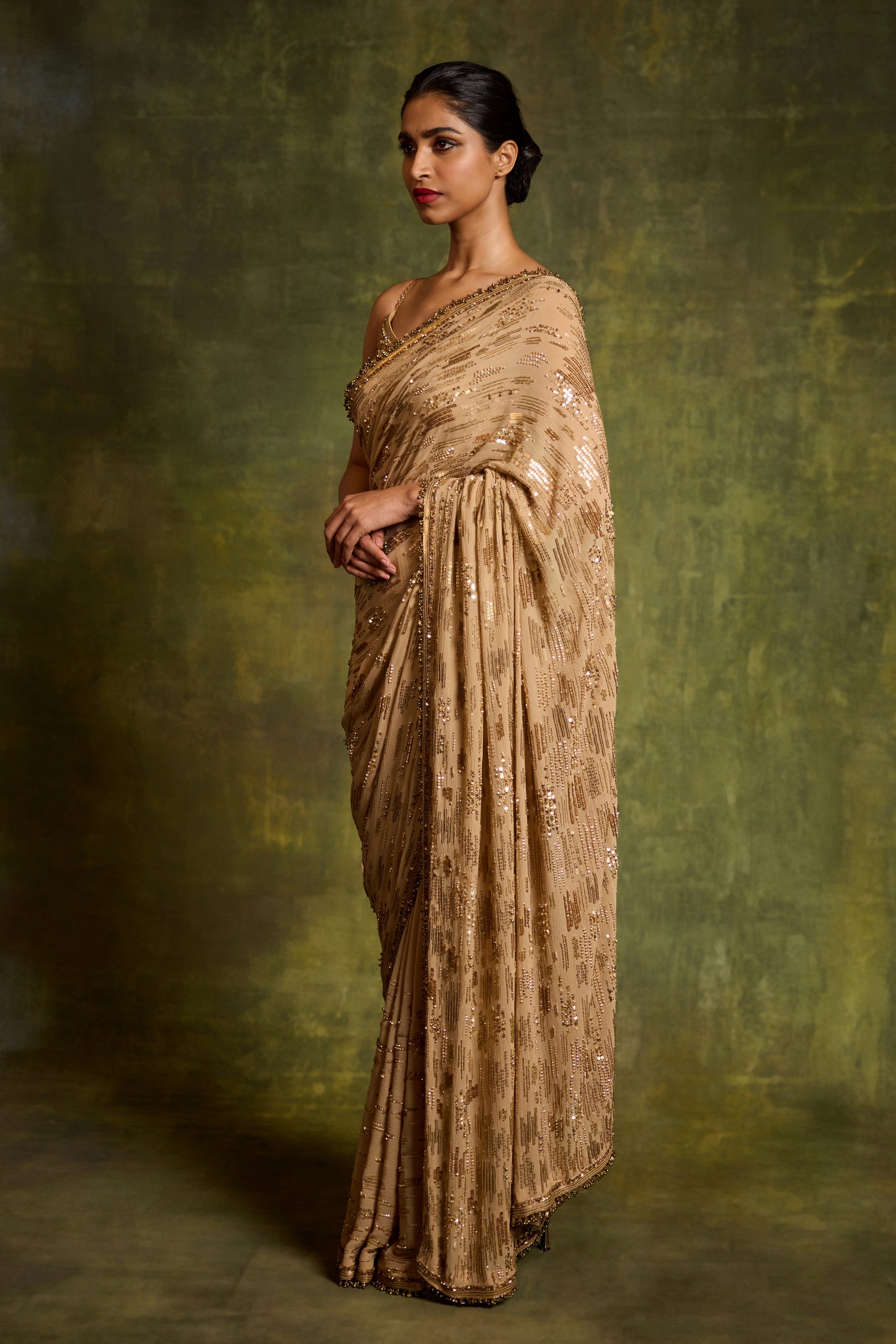 Sari Set in Abstract Design Sequin Embroidery