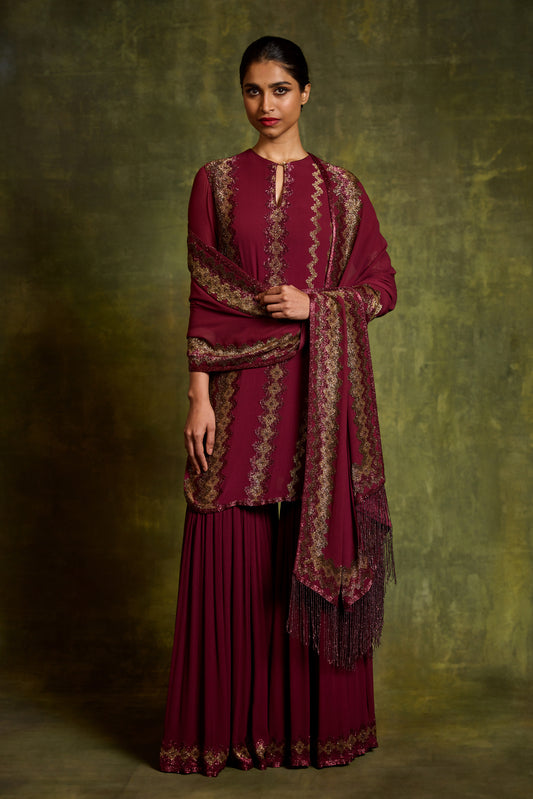 Gharara Set in Cutdana Embroidery