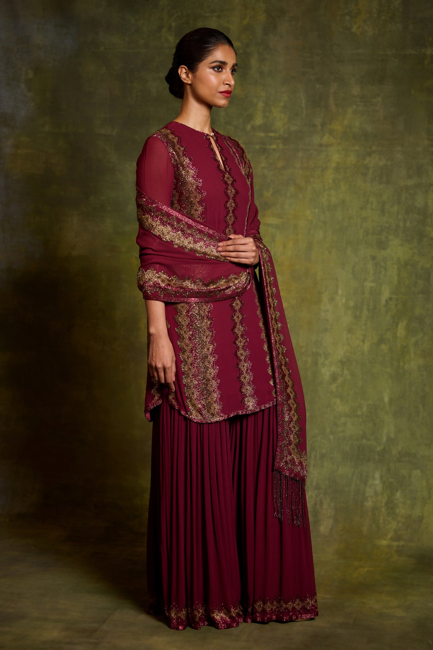 Gharara Set in Cutdana Embroidery