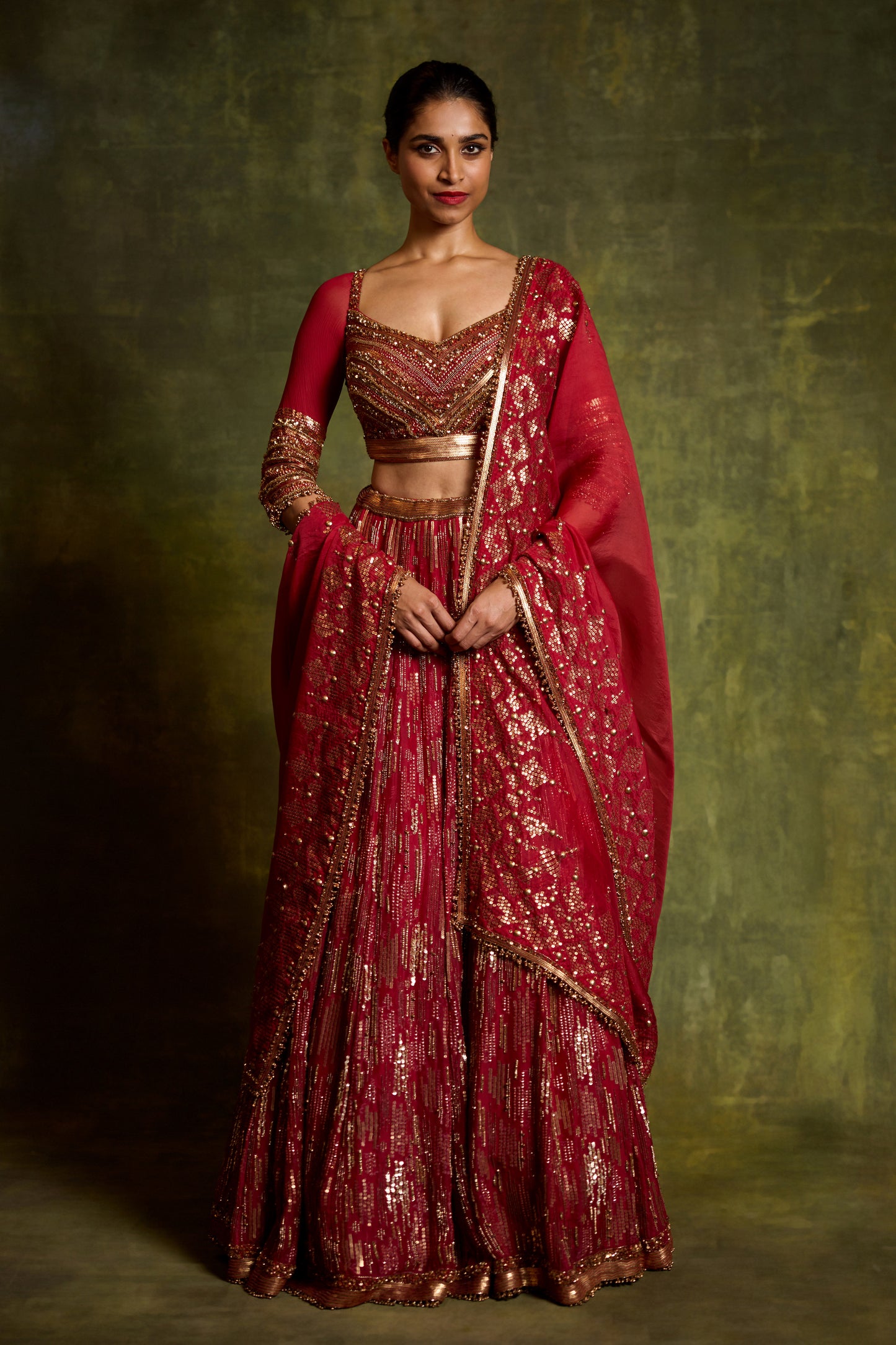 Lehenga Set in Sequin Embroidery in an abstract Design