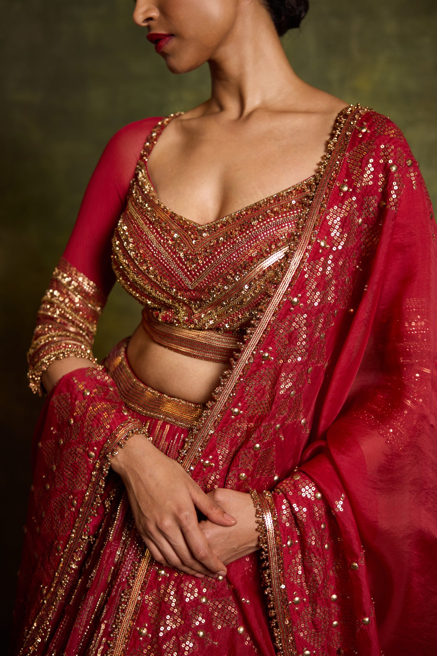 Lehenga Set in Sequin Embroidery in an abstract Design