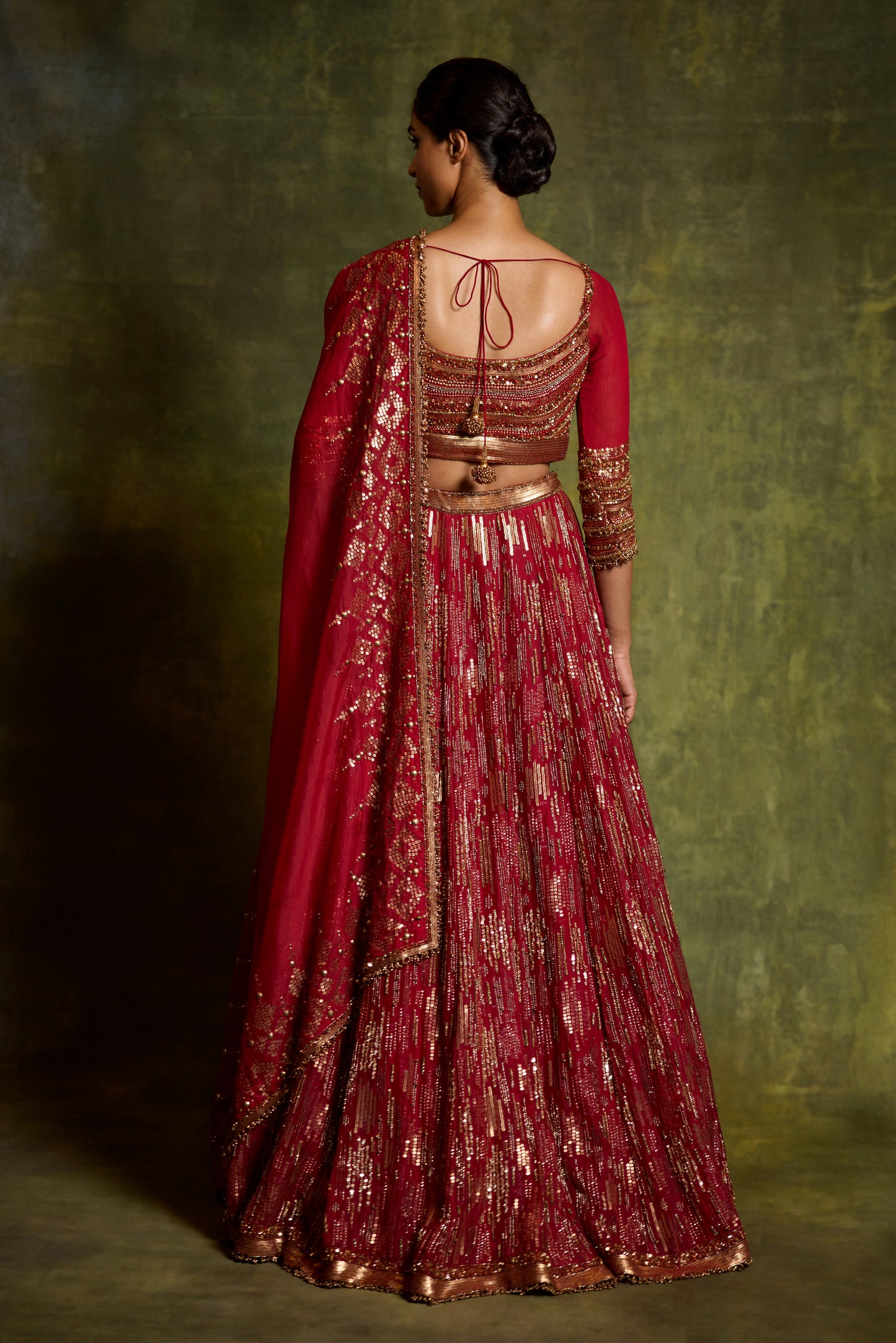 Lehenga Set in Sequin Embroidery in an abstract Design
