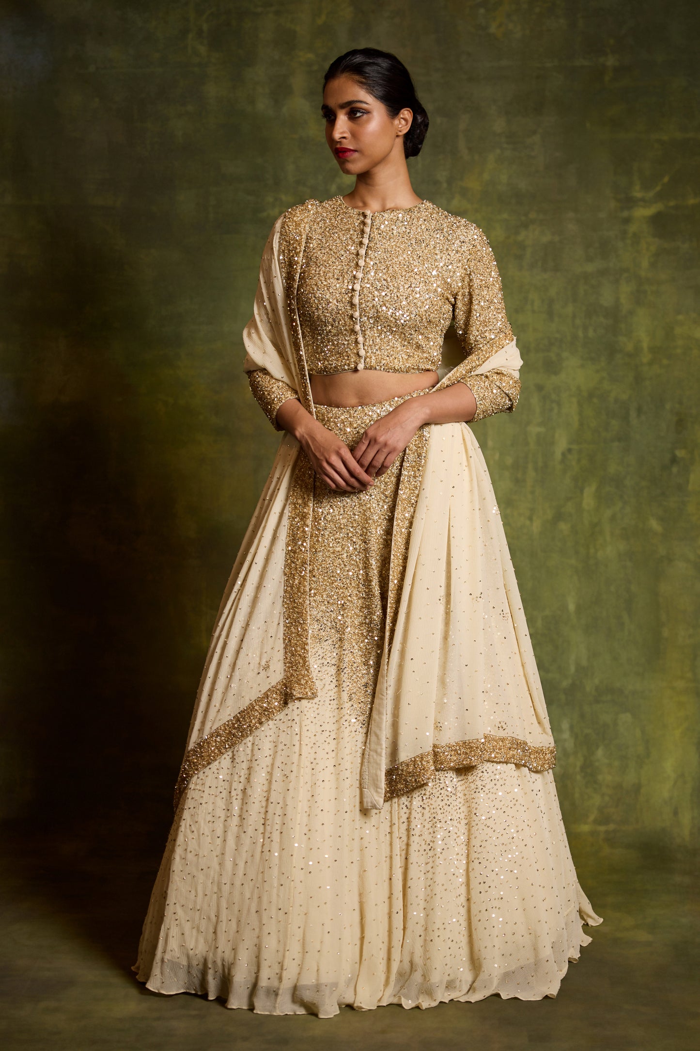 Lehenga Set in Sprinkle Sequin Embroidery