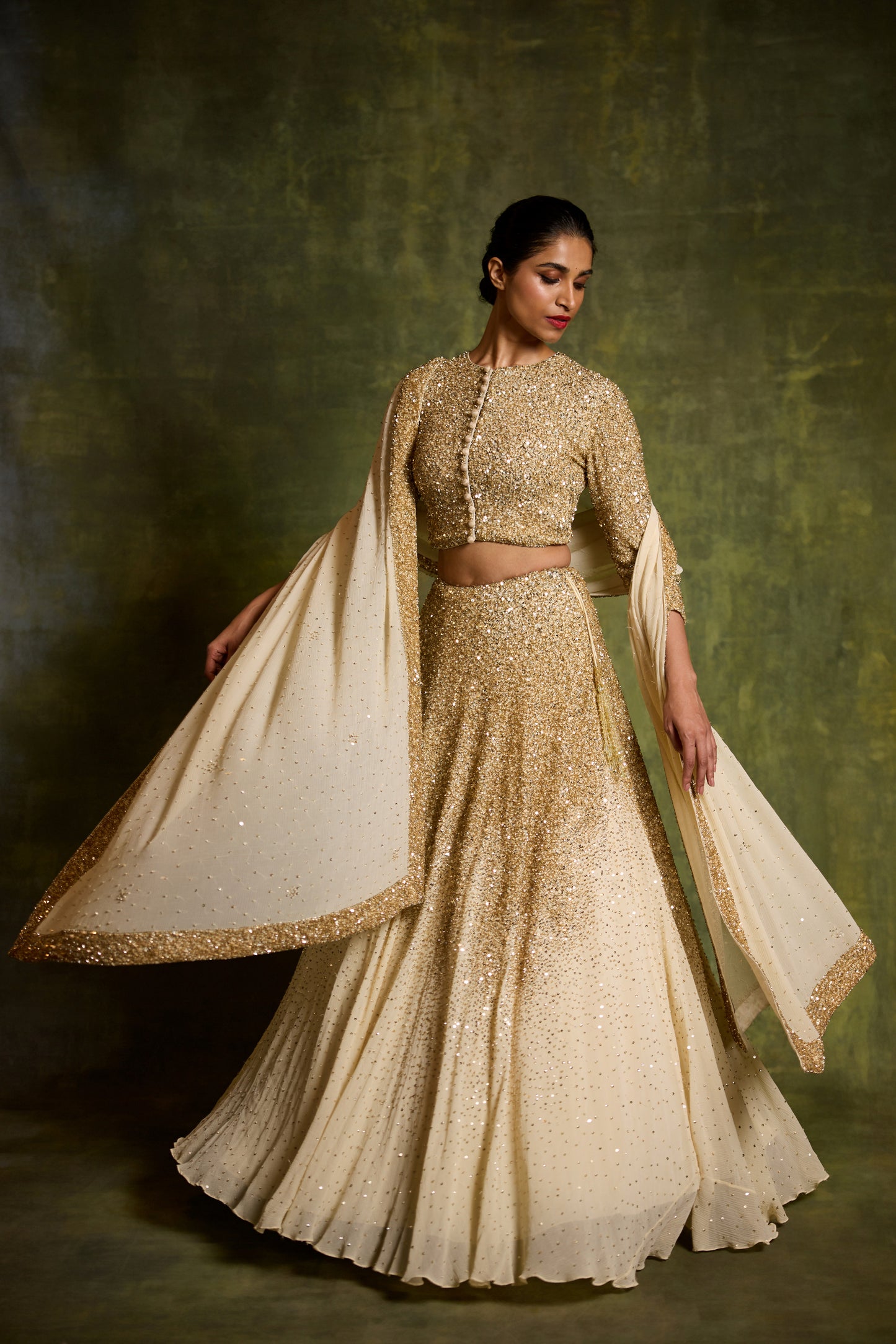 Lehenga Set in Sprinkle Sequin Embroidery