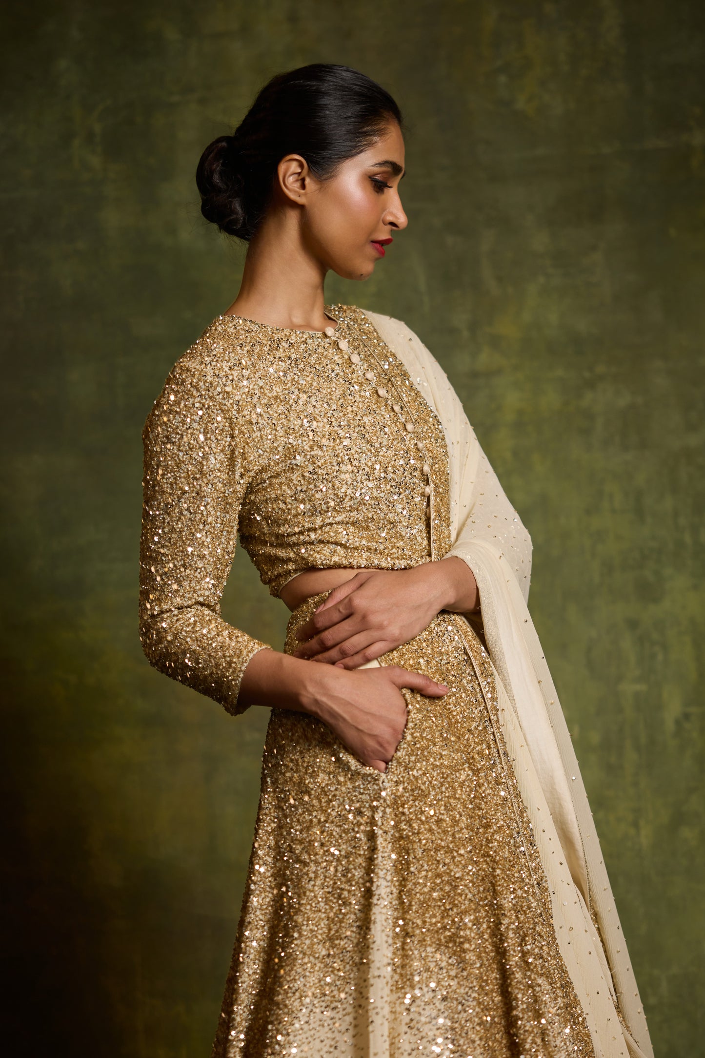 Lehenga Set in Sprinkle Sequin Embroidery