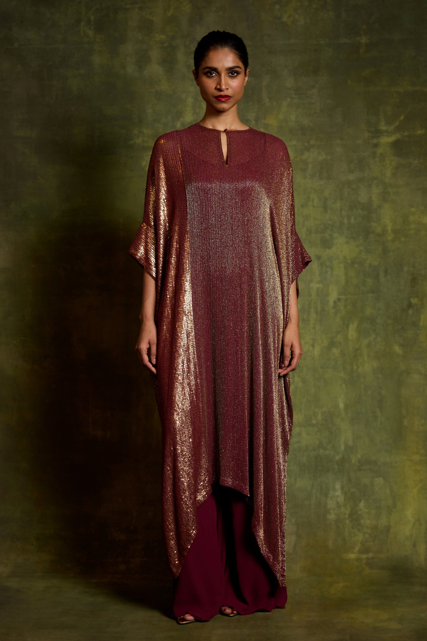 Kaftan Set in Cutdana & Sequin Embroidery