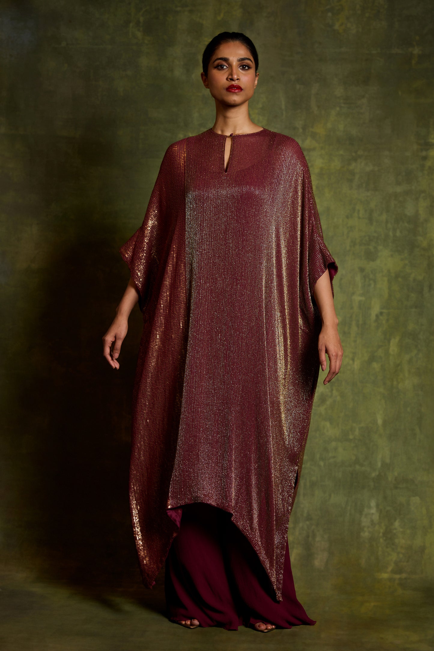 Kaftan Set in Cutdana & Sequin Embroidery