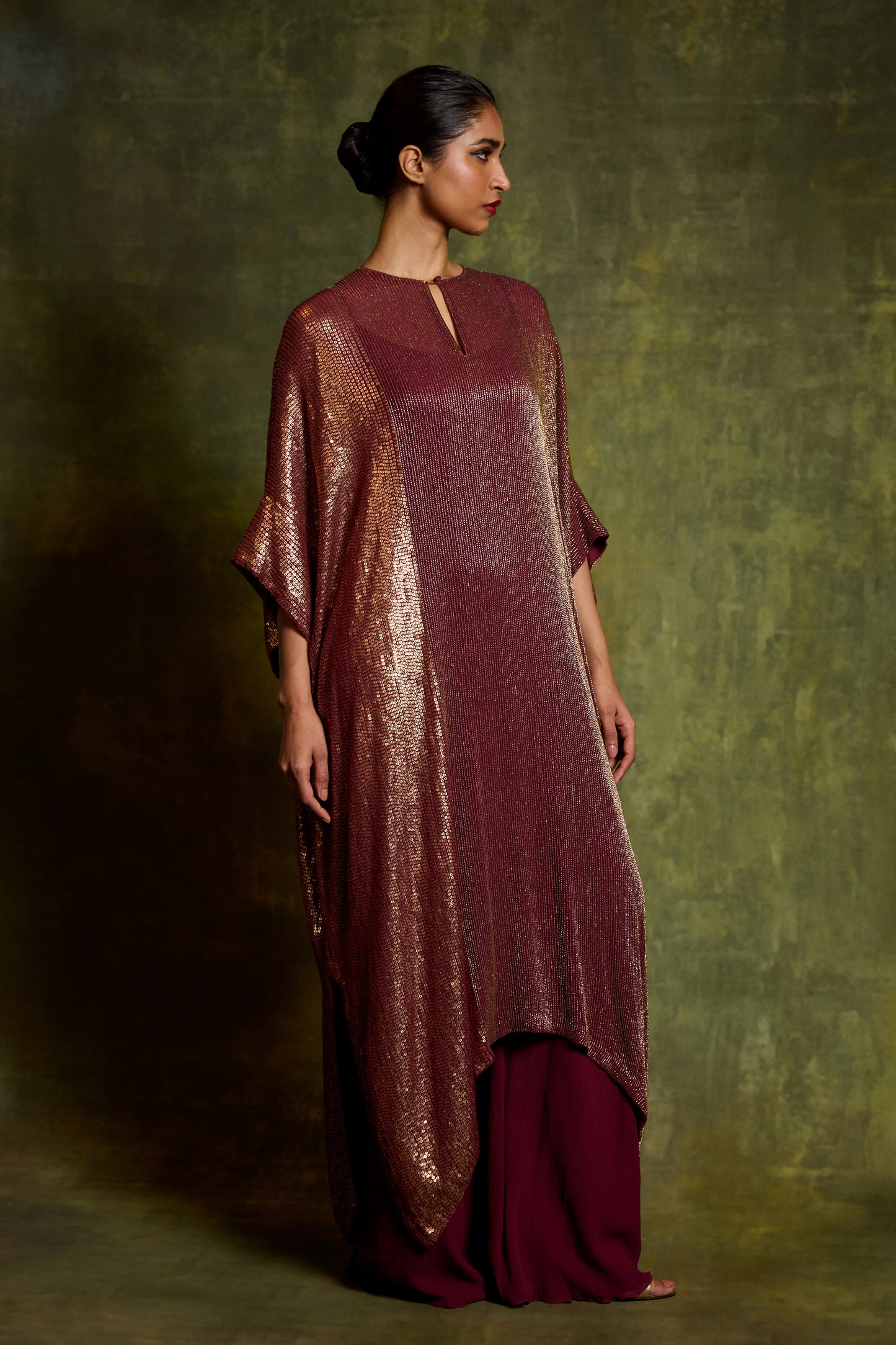 Kaftan Set in Cutdana & Sequin Embroidery