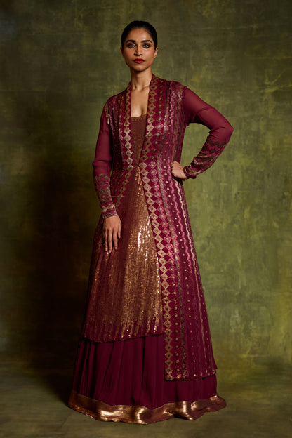 Jacket Set in Cutdana Embroidery