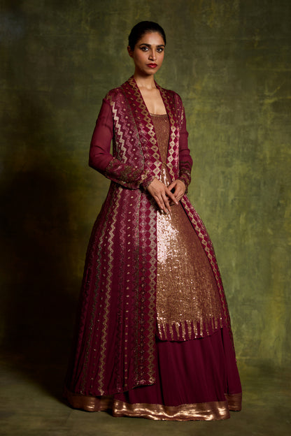 Jacket Set in Cutdana Embroidery