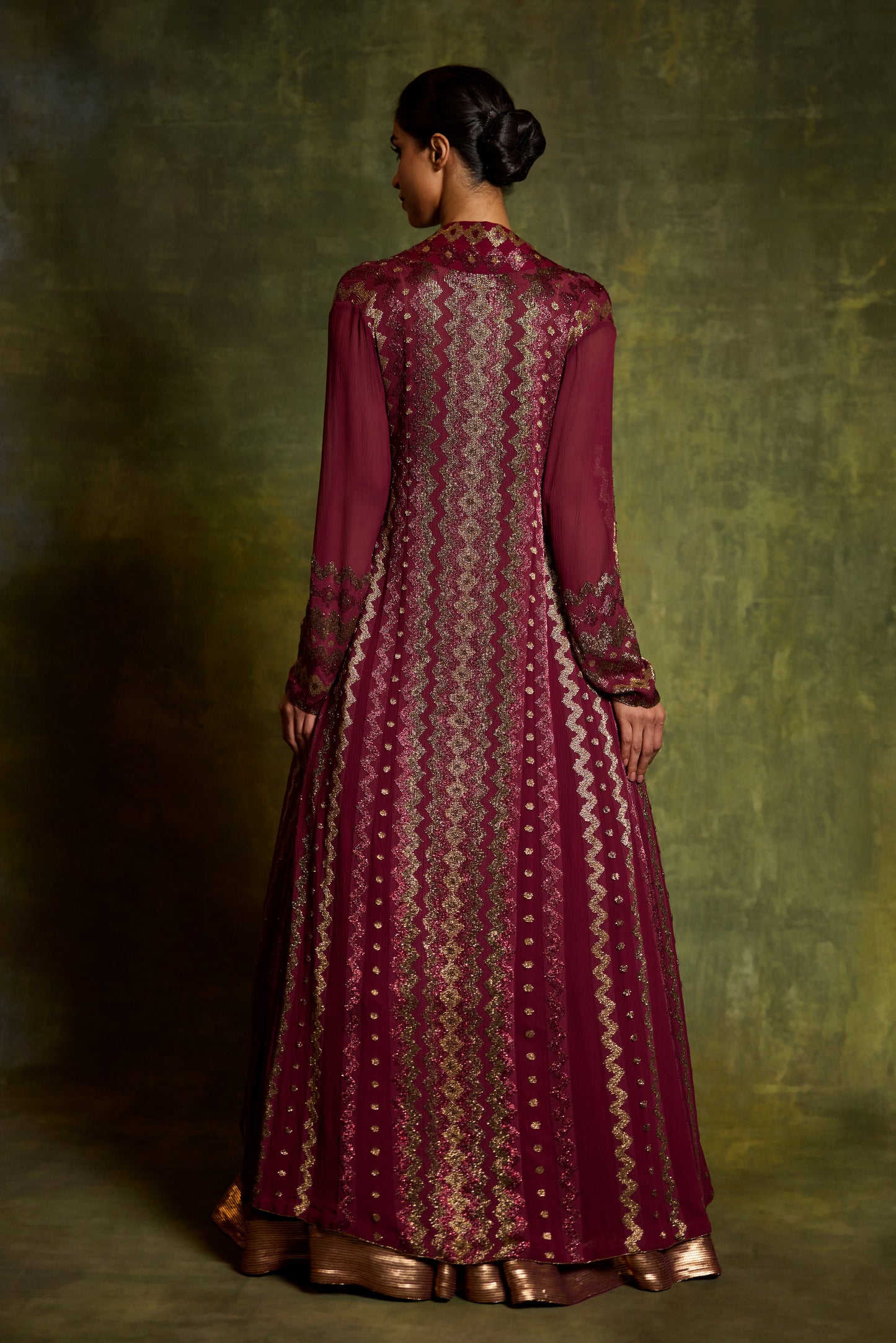 Jacket Set in Cutdana Embroidery