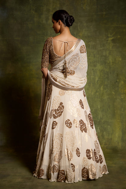 Lehenga Set in Signature Rose Sequins Embroidery