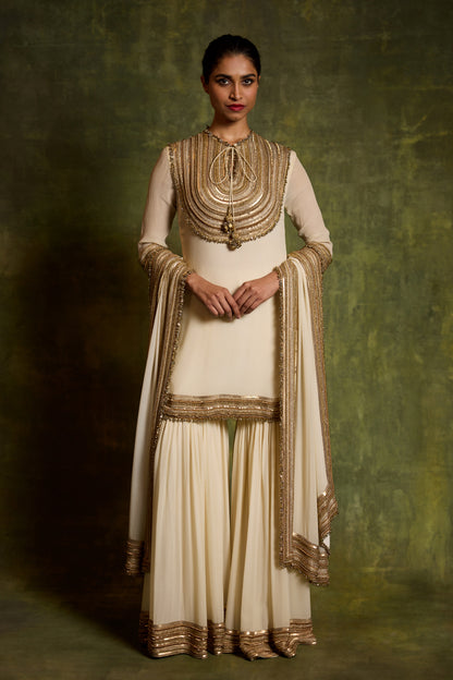 Gharara Set in Sequin Mix Loat Design