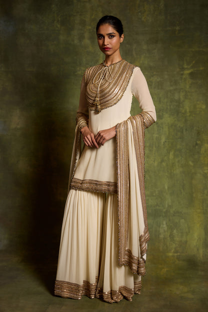 Gharara Set in Sequin Mix Loat Design