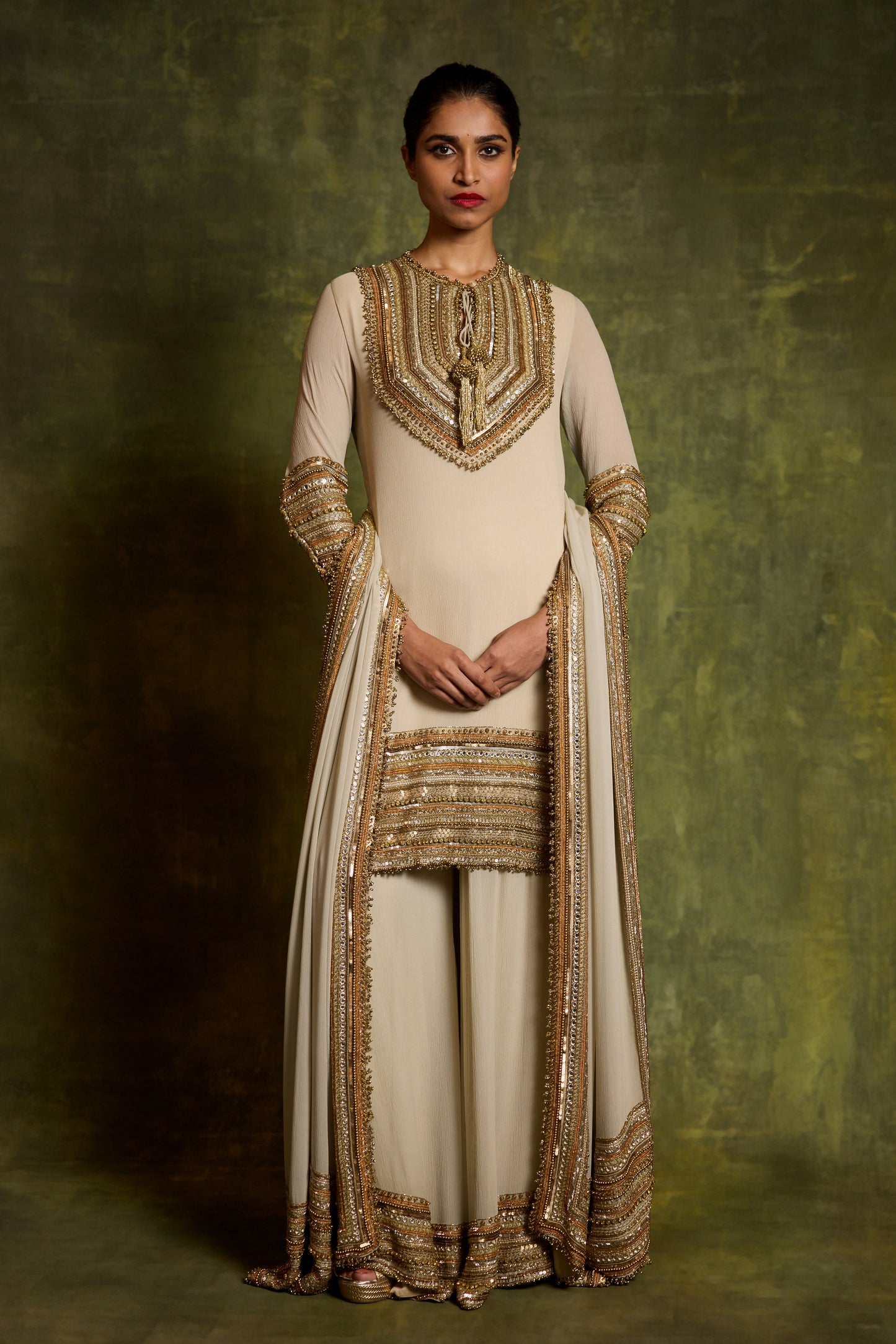 Sharara Set in Sequin Loat & Mirror Embroidery