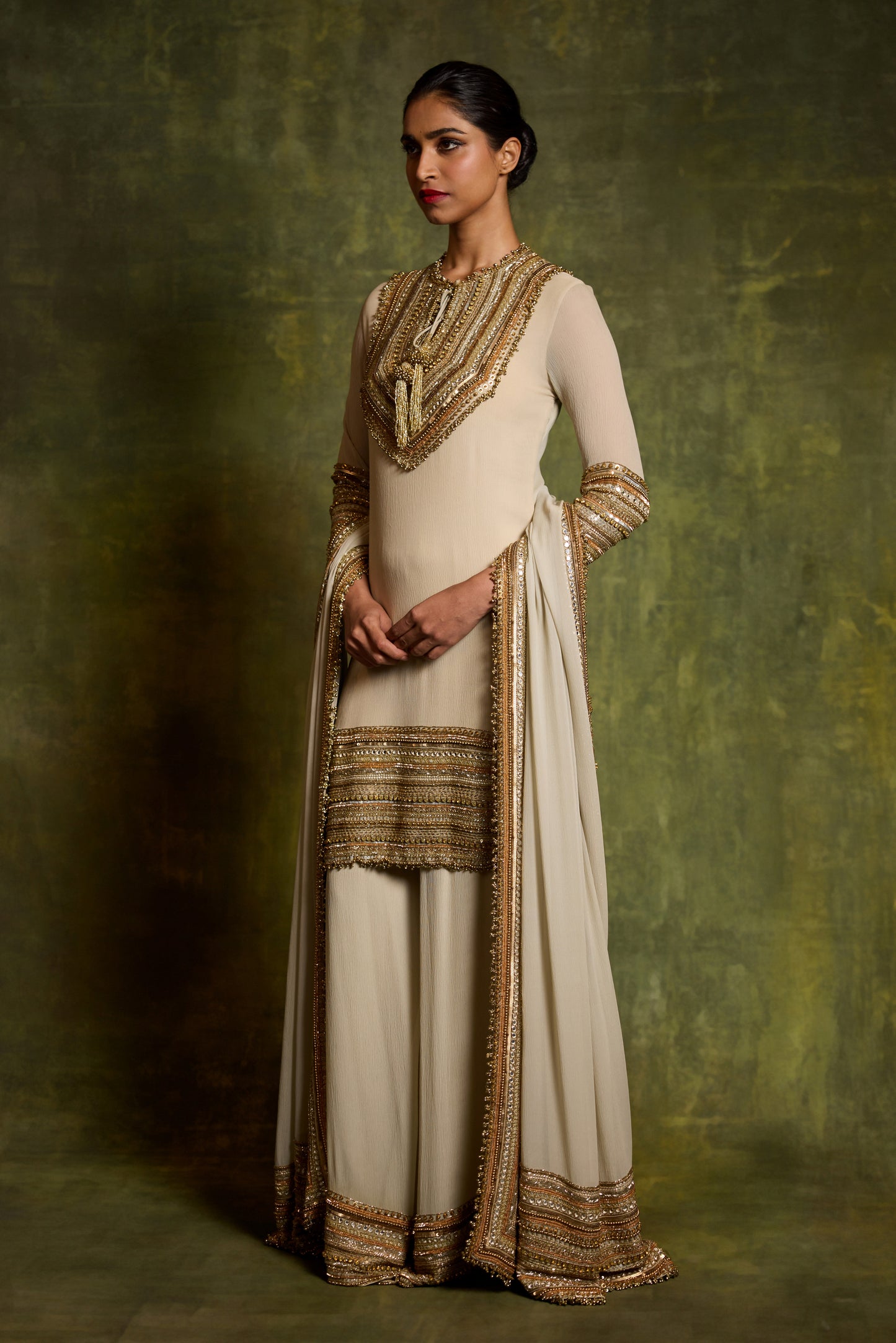 Sharara Set in Sequin Loat & Mirror Embroidery