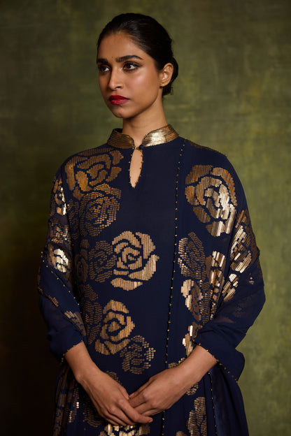 Kurta Set in Rose Sequin Embroidery