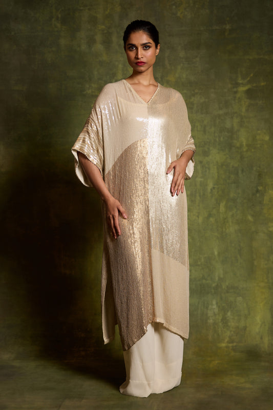 Kaftan Set in Colour Block Sequin Embroidery