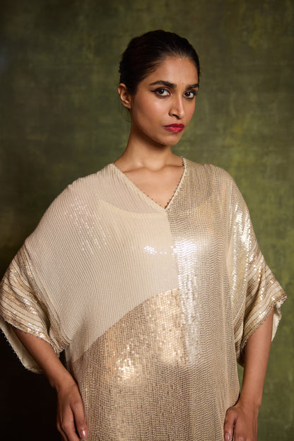 Kaftan Set in Colour Block Sequin Embroidery