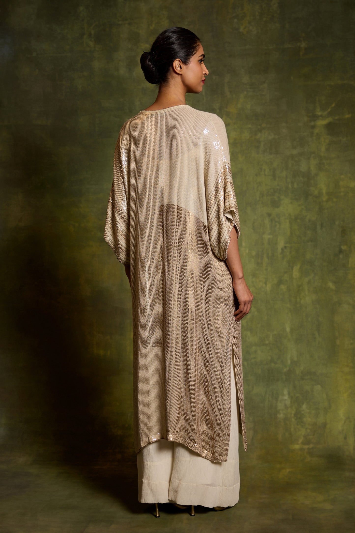 Kaftan Set in Colour Block Sequin Embroidery