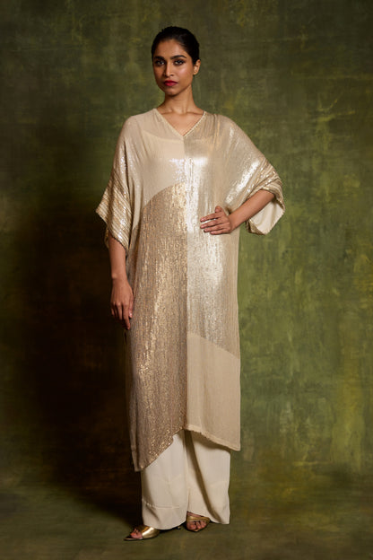 Kaftan Set in Colour Block Sequin Embroidery