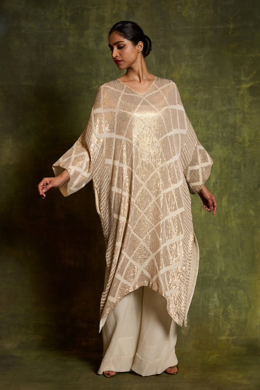 Kaftan Set in Small Sequin Embroidery