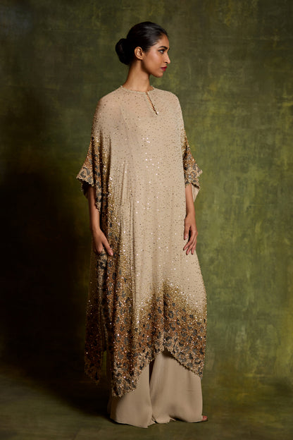 Kaftan Set in Sprinkle Sequin Embroidery in a Leopard Design Pattern