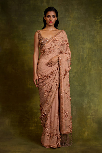 Sari Set in 3D Floral Embroidery