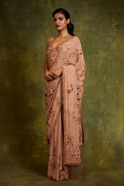 Sari Set in 3D Floral Embroidery