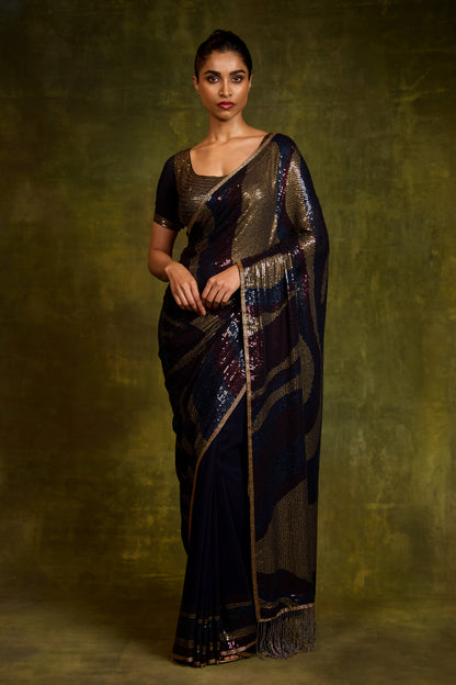 Sari Set in Wave Sequin Embroidery