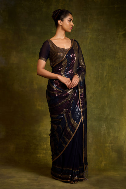 Sari Set in Wave Sequin Embroidery