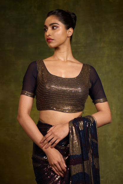 Sari Set in Wave Sequin Embroidery