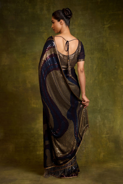 Sari Set in Wave Sequin Embroidery