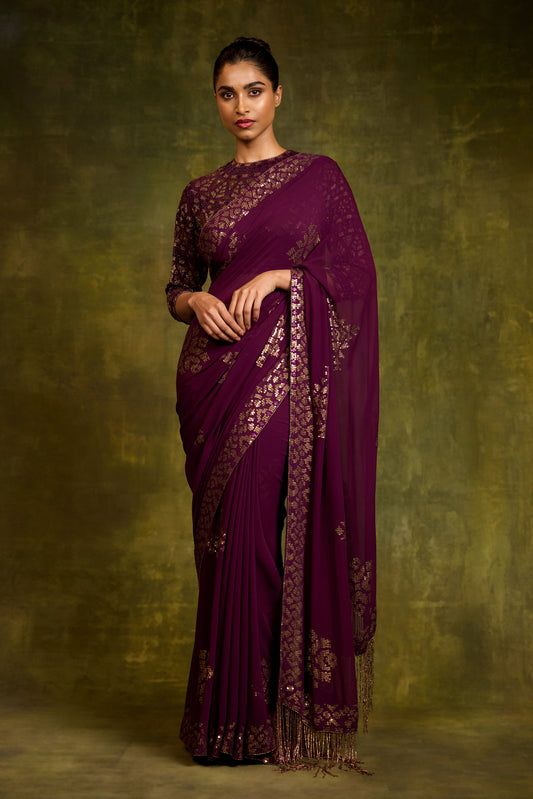 Sari Set in Egyptian Cutdana & Sequin Embroidery