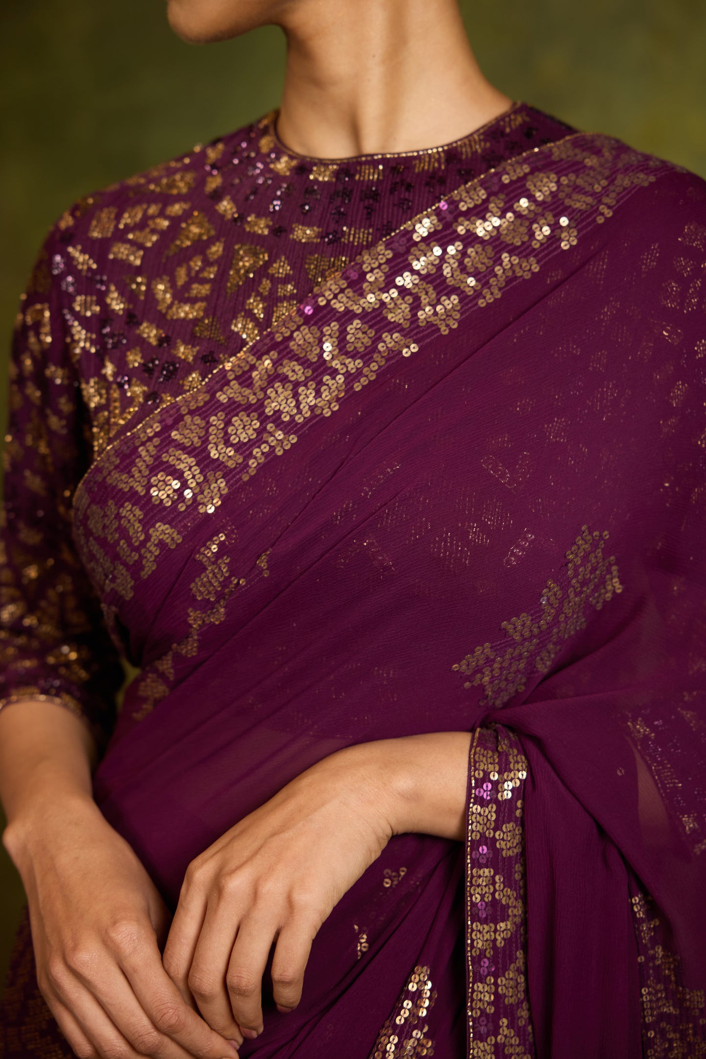 Sari Set in Egyptian Cutdana & Sequin Embroidery